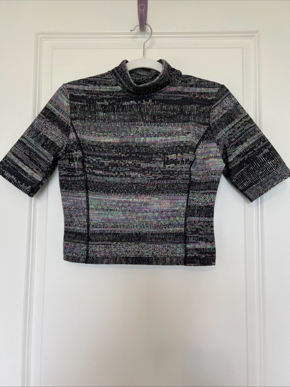 Lululemon lab “find the answer “ cropped high-neck jacquard Top 6 NWOT
